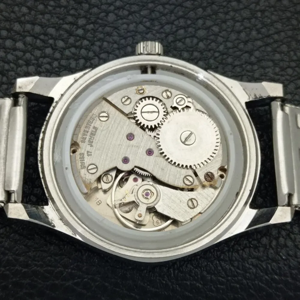 Vintage 1993 Camy Manual Mens Silver Watch W/Metal Strap & White accents